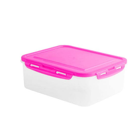 Food container- Flat Rectangular Container Clip 600 ml (BPA FREE) Pink lid